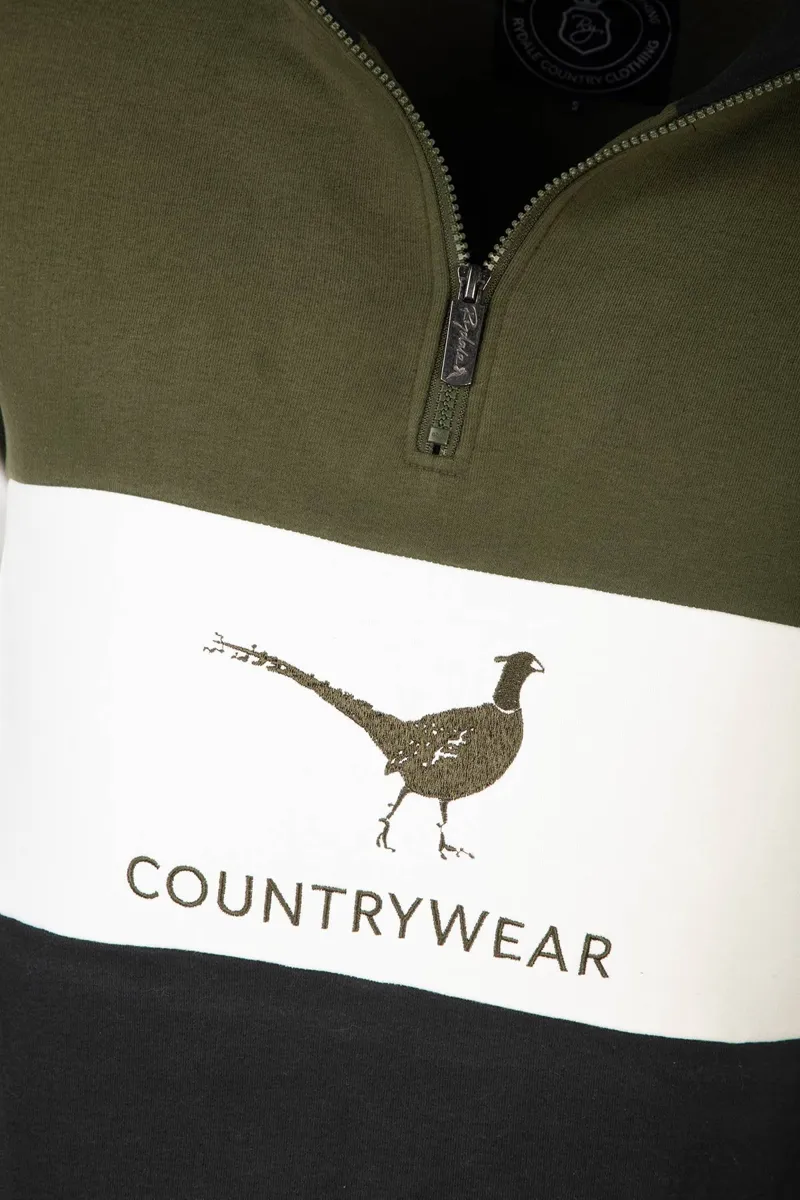 Rydale Men's Sweatshirt - Byland - Pheasant Olive/White/Black-6