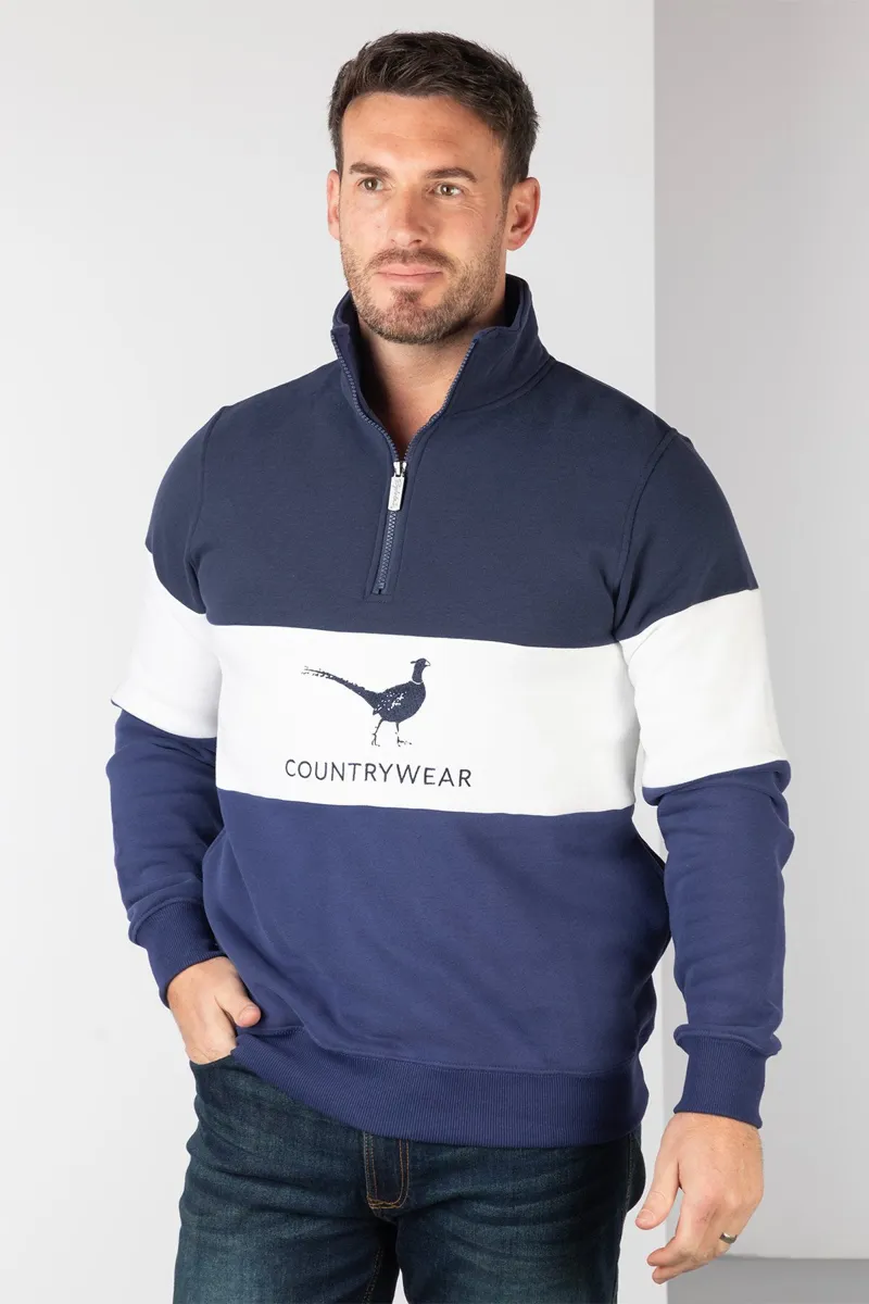 Rydale Men's Sweatshirt - Byland - Pheasant Navy/White/Denim-2