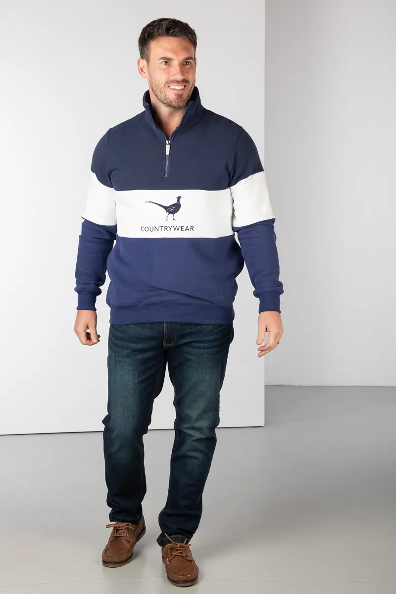 Rydale Men's Sweatshirt - Byland - Pheasant Navy/White/Denim-4