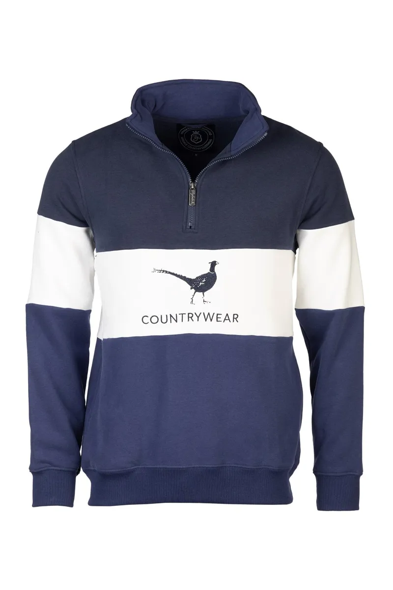 Rydale Men's Sweatshirt - Byland - Pheasant Navy/White/Denim