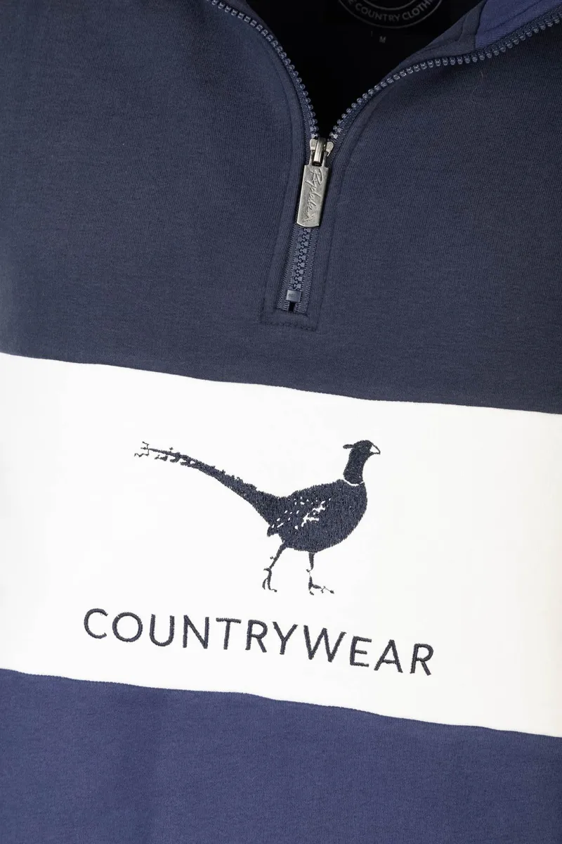 Rydale Men's Sweatshirt - Byland - Pheasant Navy/White/Denim-6