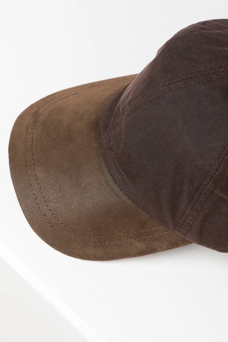 Rydale Men's Wax Baseball Cap with Nubuck Peak - Danby - Brown-1