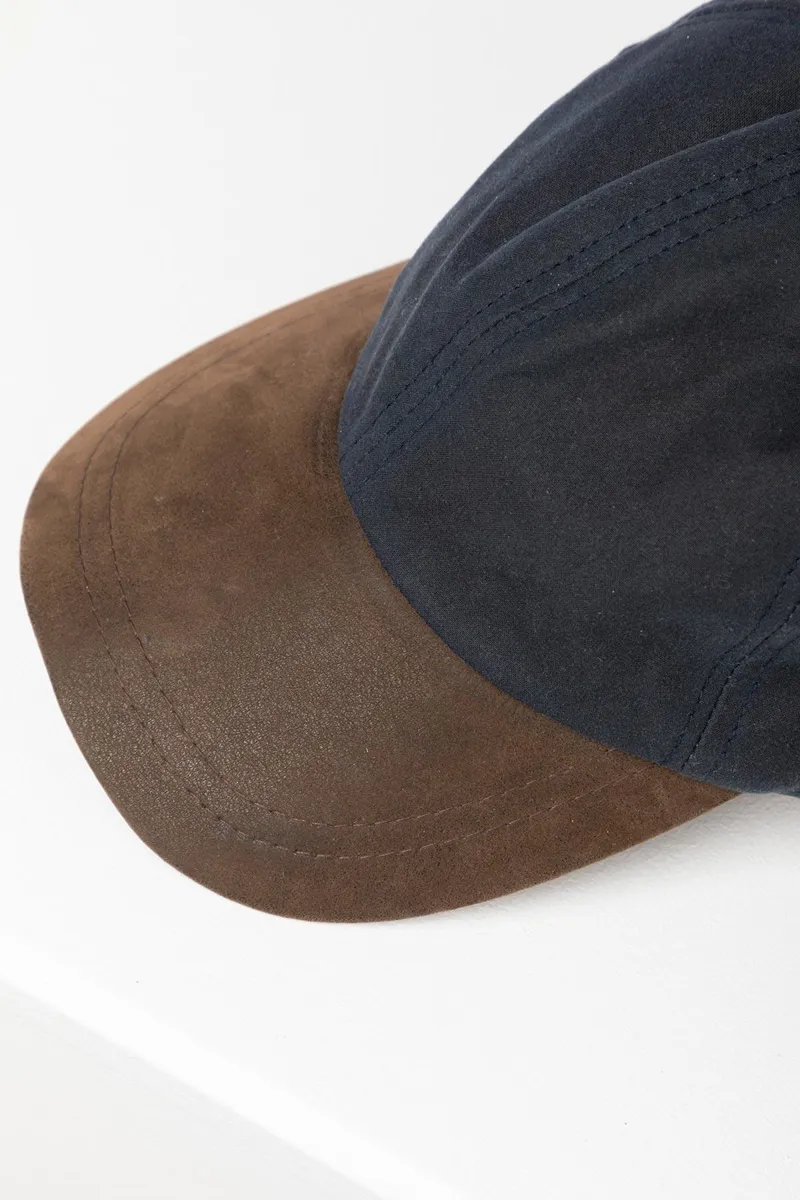 Rydale Men's Wax Baseball Cap with Nubuck Peak - Danby - Navy -1