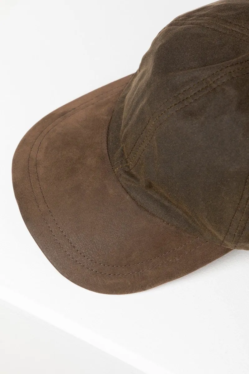 Rydale Men's Wax Baseball Cap with Nubuck Peak - Danby - Olive-1