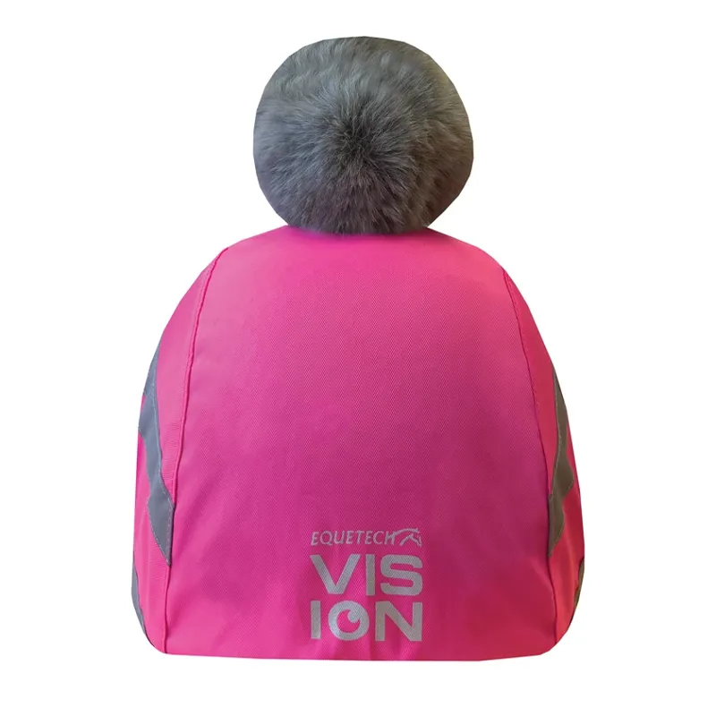 Equetech Hi-Vis Vision Water Resistant Deluxe Pom Hat Silk - Pink-1