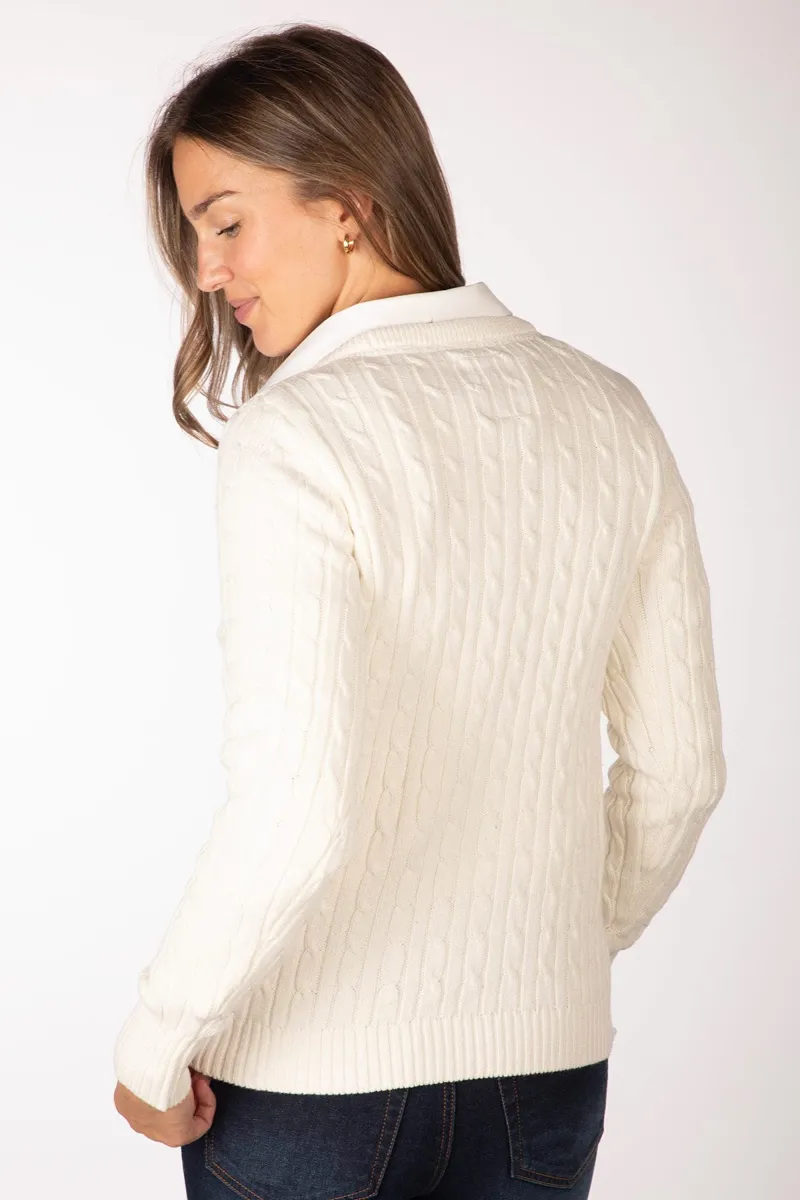 Rydale Ladies Crew Neck Cable Knit Jumper Emma - Cream-1