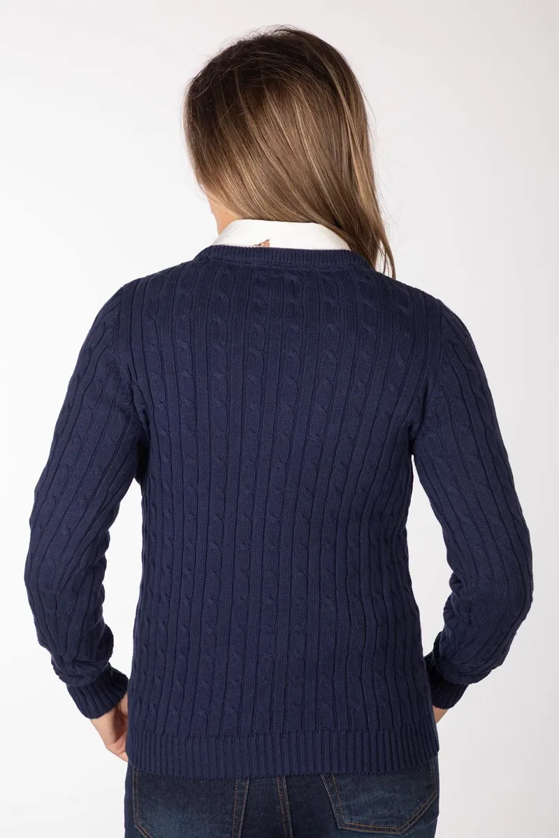 Rydale Ladies Crew Neck Cable Knit Jumper Emma - Navy-1