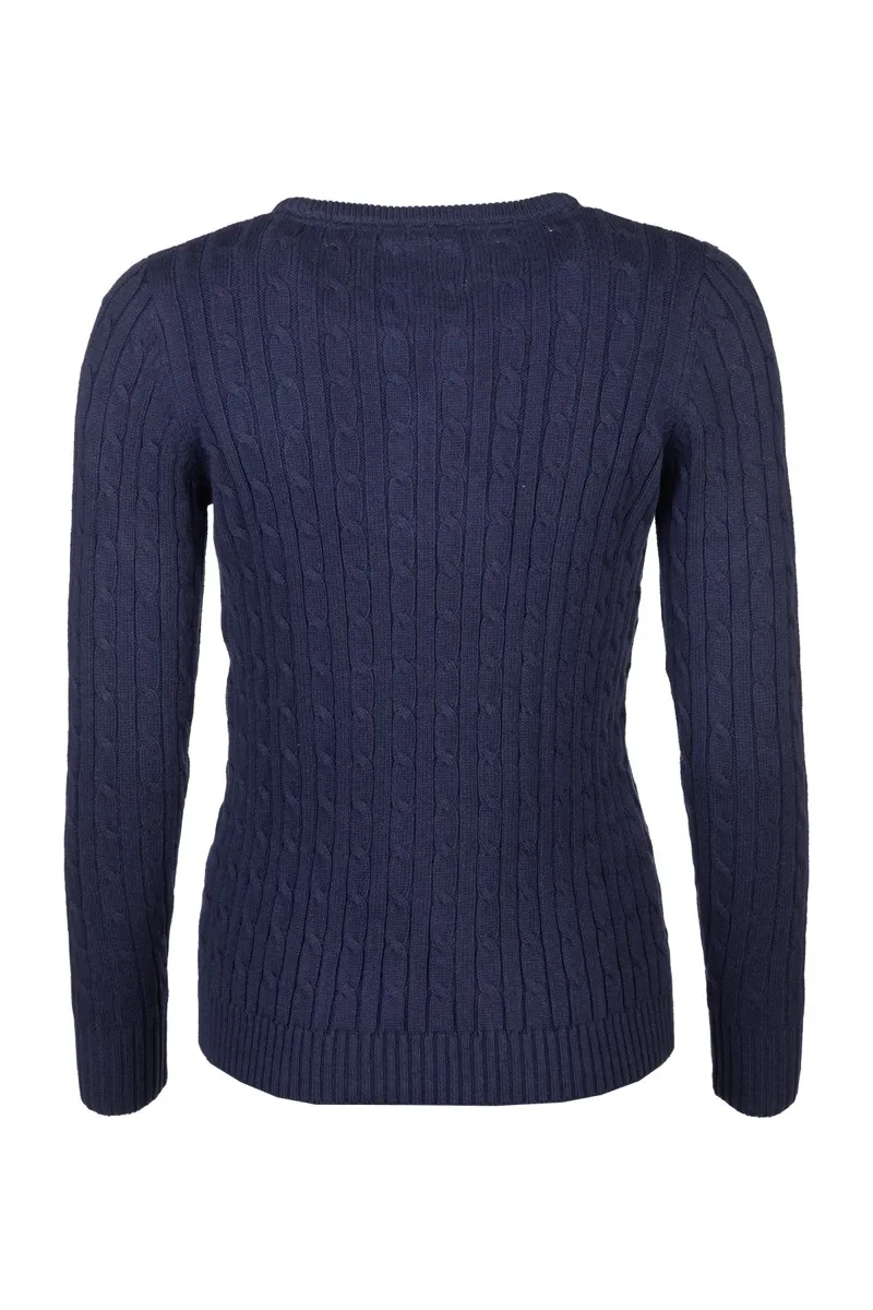 Rydale Ladies Crew Neck Cable Knit Jumper Emma - Navy-5