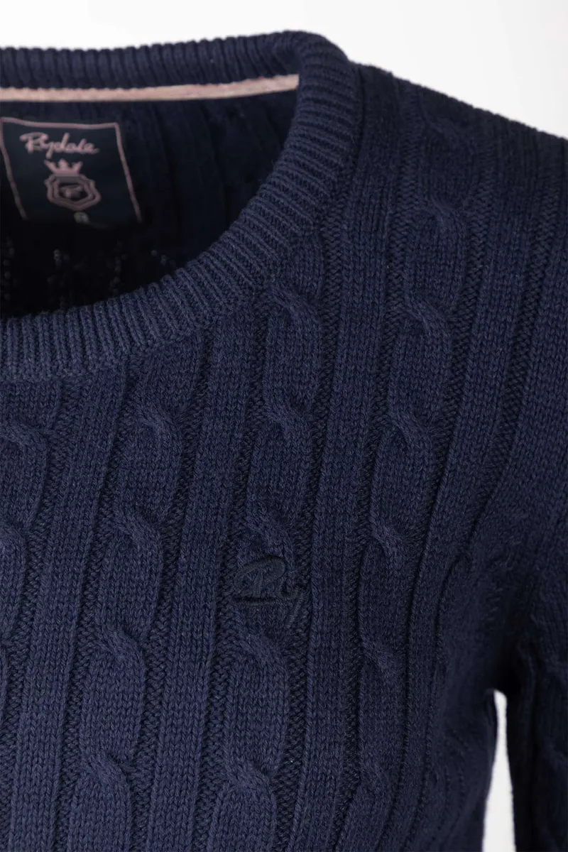Rydale Ladies Crew Neck Cable Knit Jumper Emma - Navy-6