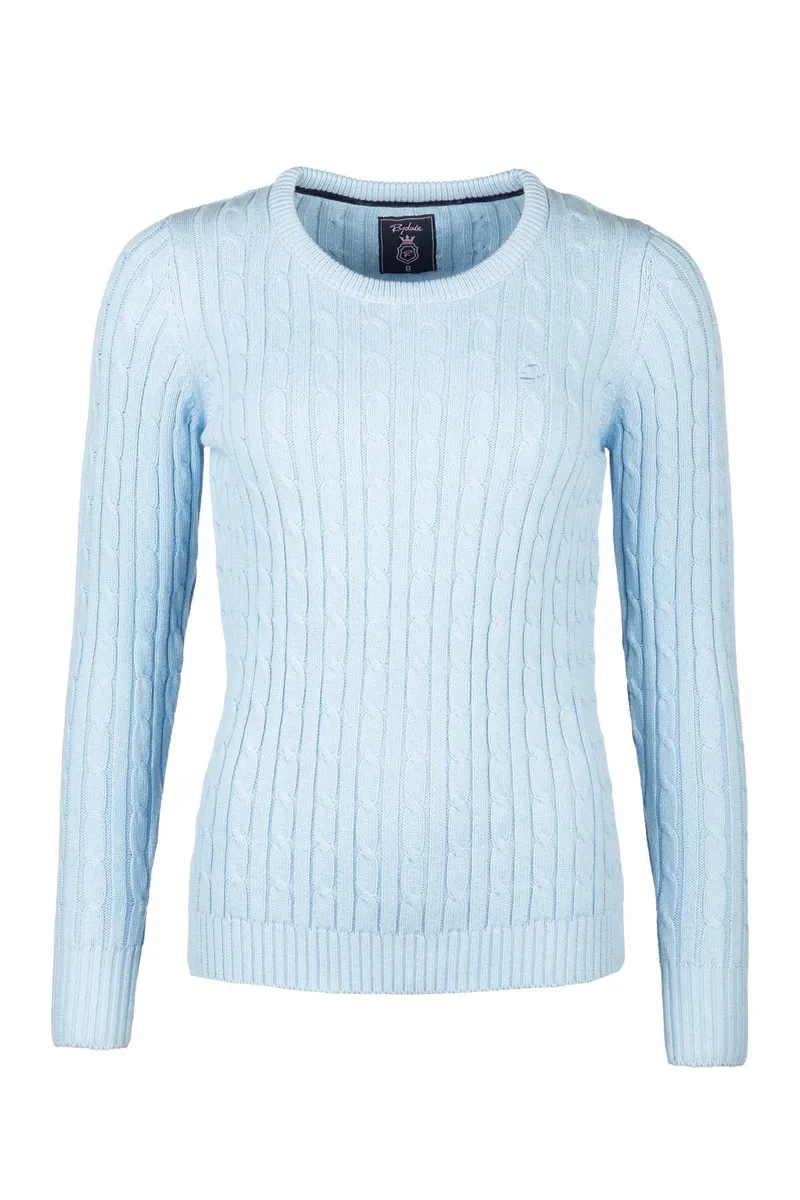Rydale Ladies Crew Neck Cable Knit Jumper Emma - Soft Blue-4