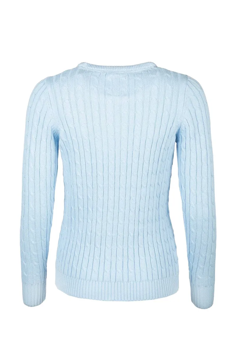 Rydale Ladies Crew Neck Cable Knit Jumper Emma - Soft Blue-5