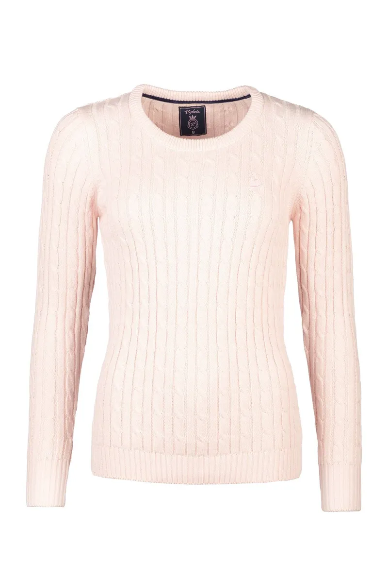 Rydale Ladies Crew Neck Cable Knit Jumper Emma - Soft Pink-4
