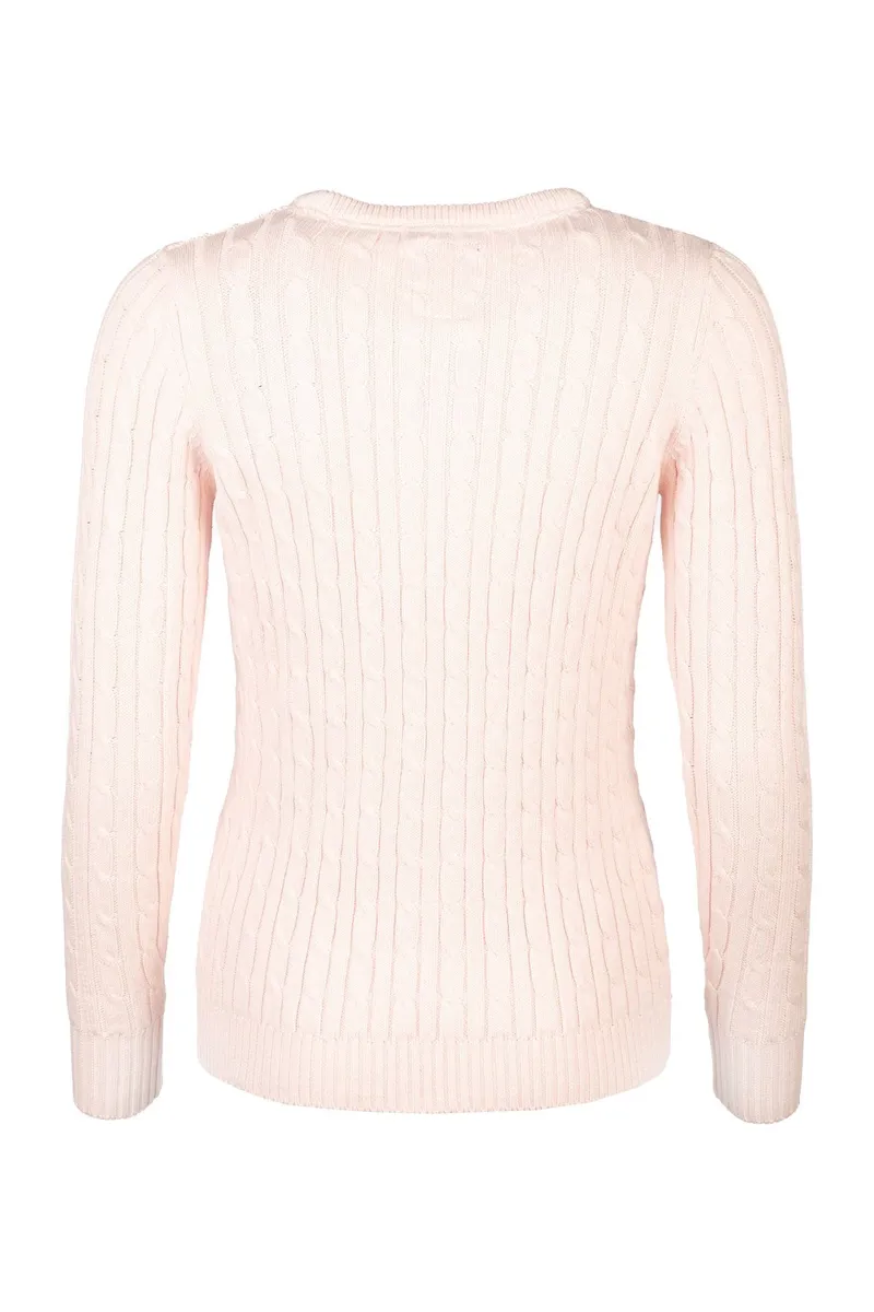 Rydale Ladies Crew Neck Cable Knit Jumper Emma - Soft Pink-5