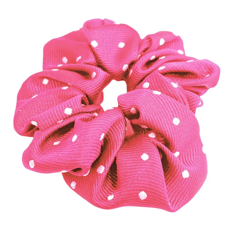 Equetech Hair Scrunchie - Polka Dot - Fuchsia/White
