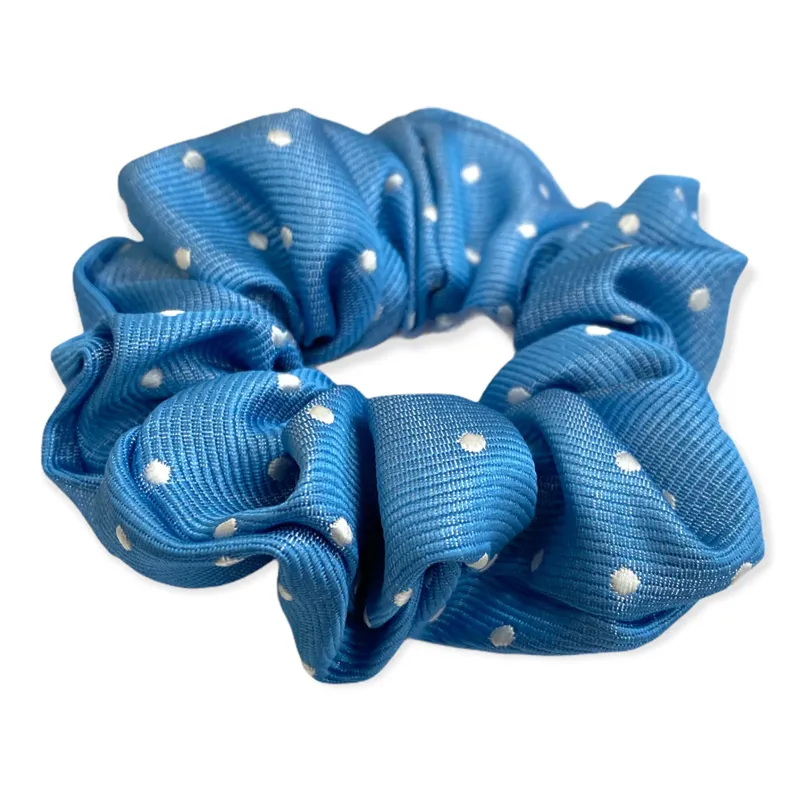 Equetech Hair Scrunchie - Polka Dot - Light Blue/White