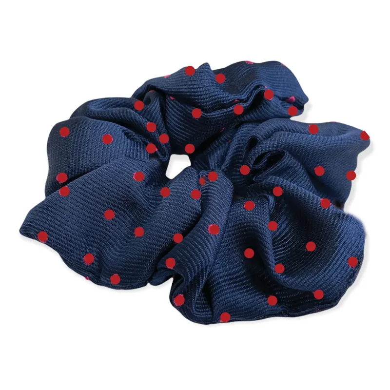 Equetech Hair Scrunchie - Polka Dot - Navy/Red