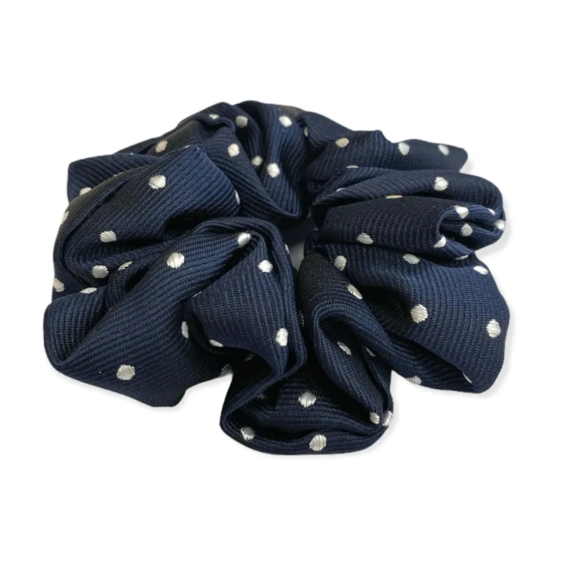 Equetech Hair Scrunchie - Polka Dot - Navy/White