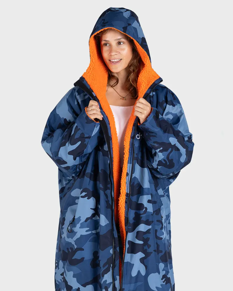 dryrobe Advance Adult Long Sleeve V3- Blue Camo/Orange-7