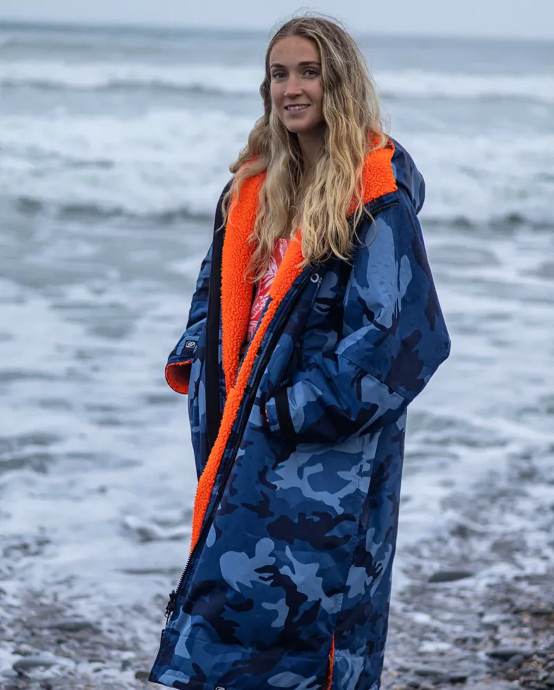 dryrobe Advance Adult Long Sleeve V3- Blue Camo/Orange