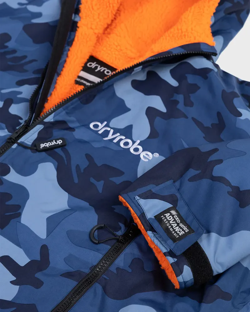 dryrobe Advance Adult Long Sleeve V3- Blue Camo/Orange-4