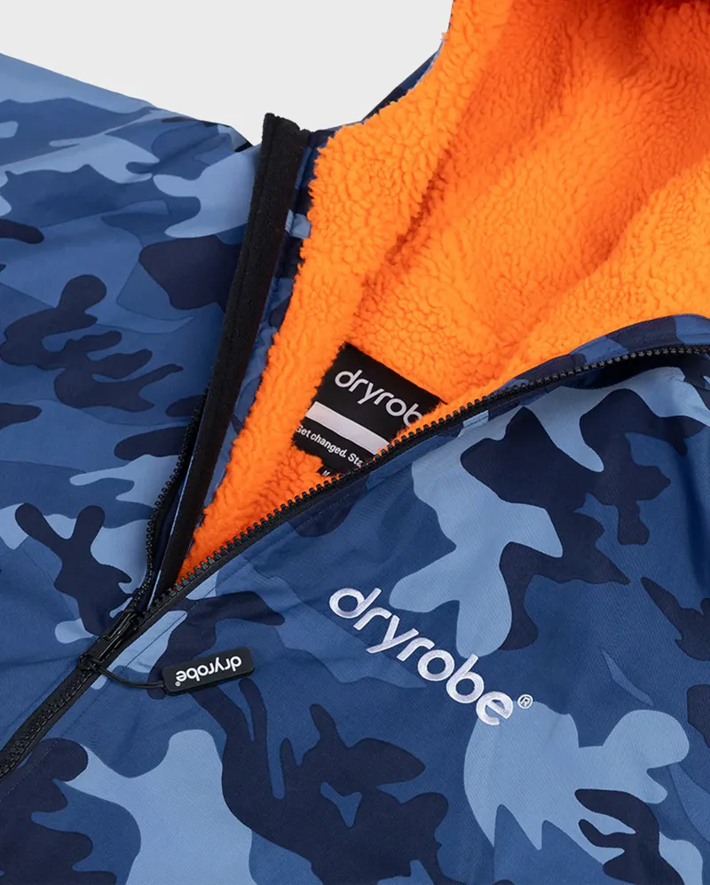 dryrobe Advance Adult Long Sleeve V3- Blue Camo/Orange-5