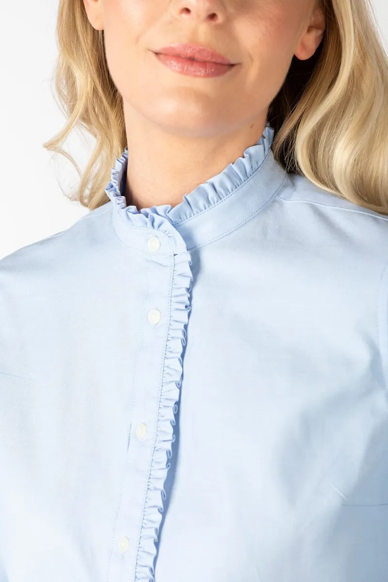 Rydale Ladies Oxford Cotton Ruffled Shirt Ivy - Blue-4
