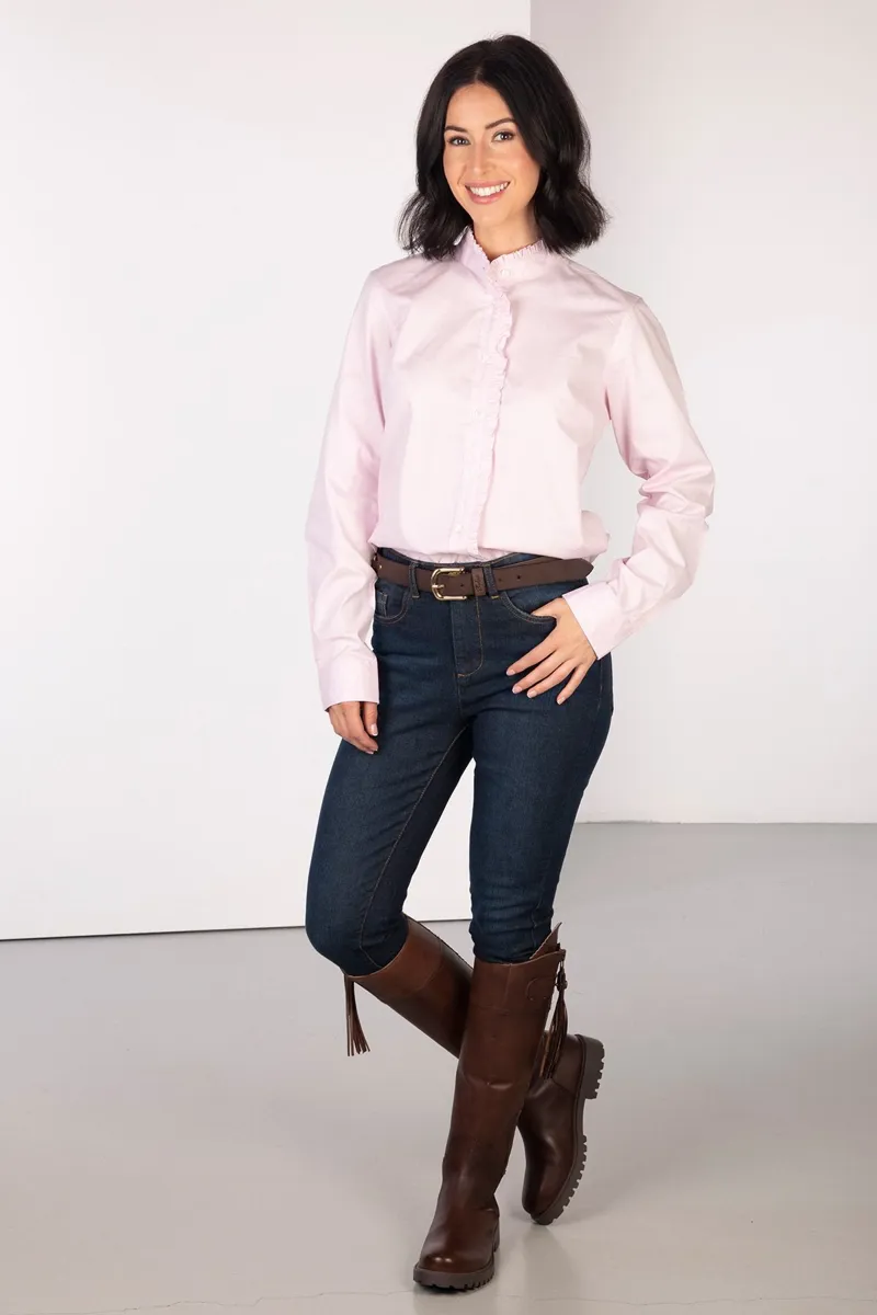 Rydale Ladies Oxford Cotton Ruffled Shirt Ivy - Pink-2