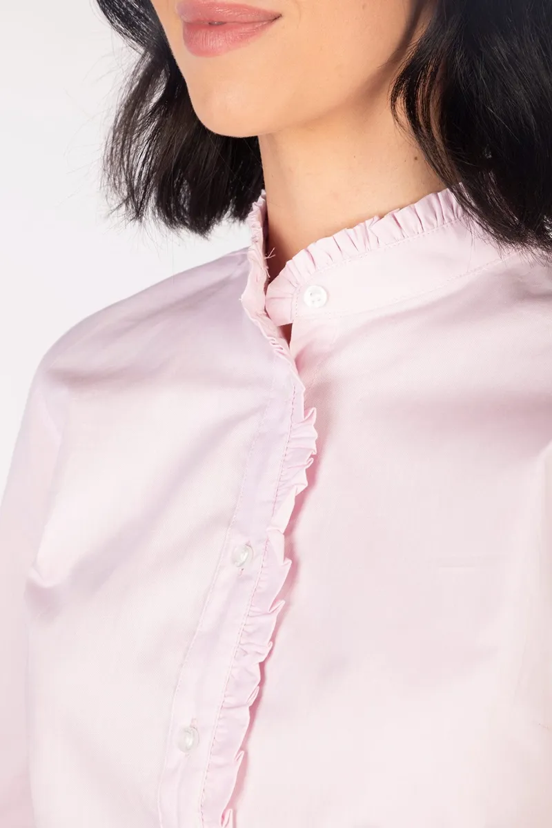 Rydale Ladies Oxford Cotton Ruffled Shirt Ivy - Pink-3
