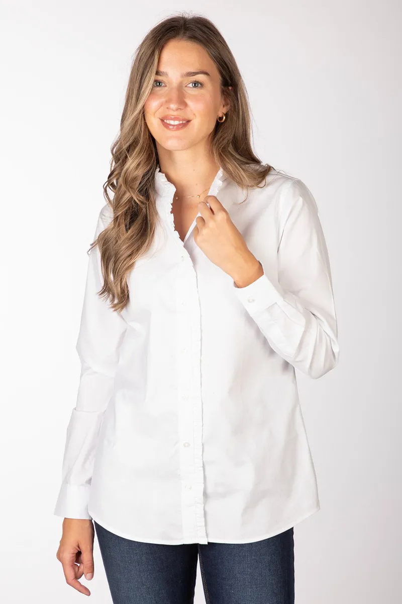 Rydale Ladies Oxford Cotton Ruffled Shirt Ivy - Ivory
