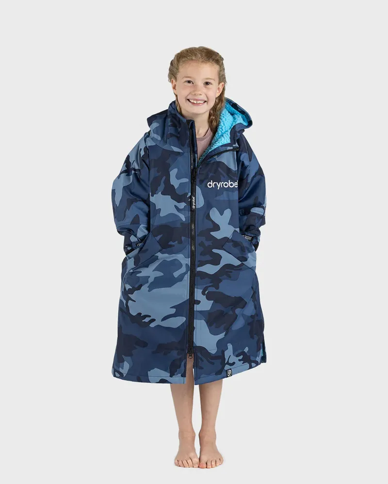 dryrobe Advance Kids Long Sleeve V3- Blue Camo/Blue-3