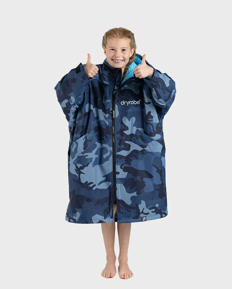 dryrobe Advance Kids Long Sleeve V3- Blue Camo/Blue-2