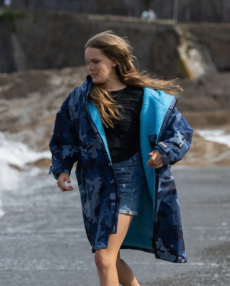 dryrobe Advance Kids Long Sleeve V3- Blue Camo/Blue-7