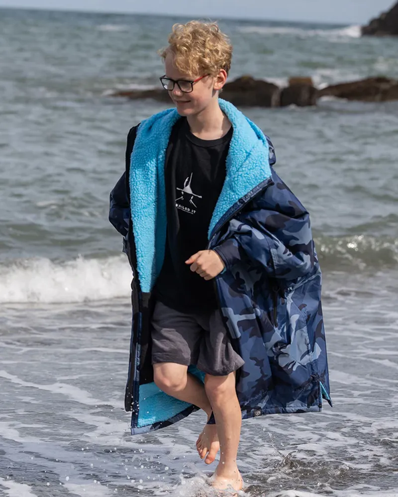 dryrobe Advance Kids Long Sleeve V3- Blue Camo/Blue-1