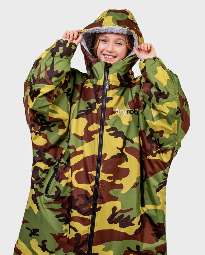 dryrobe Advance Kids Long Sleeve V3- Camo/Grey-1