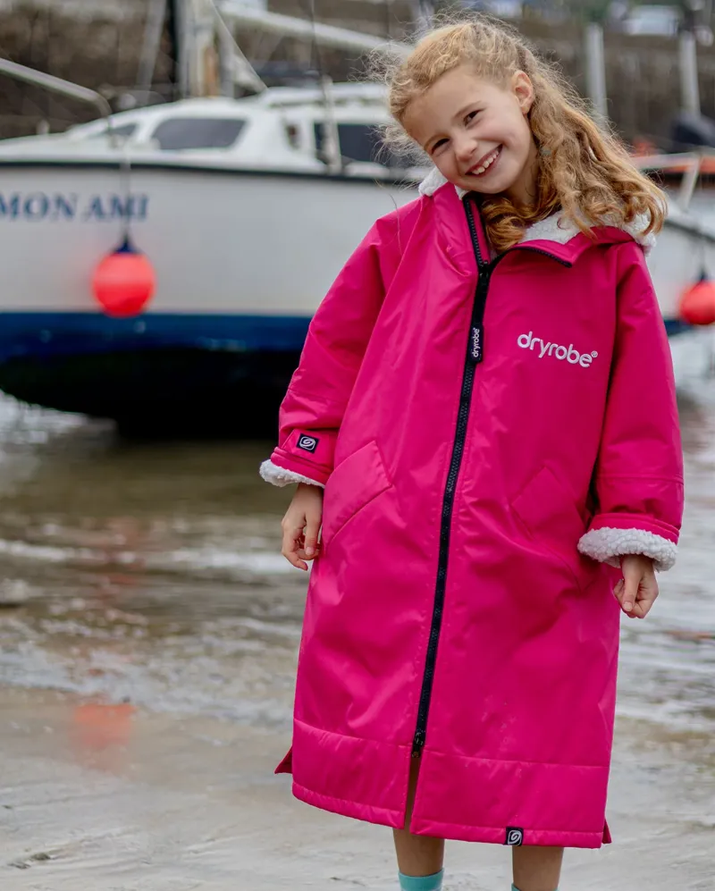 dryrobe Advance Kids Long Sleeve V3- Pink/ Light Grey-3