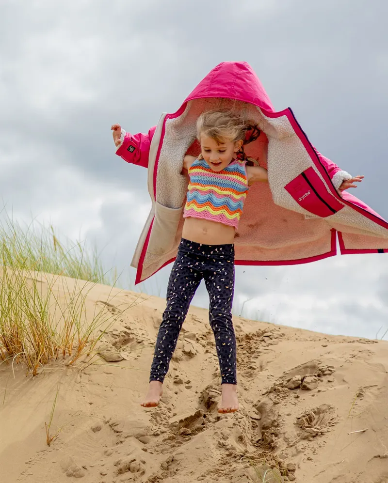 dryrobe Advance Kids Long Sleeve V3- Pink/ Light Grey-5