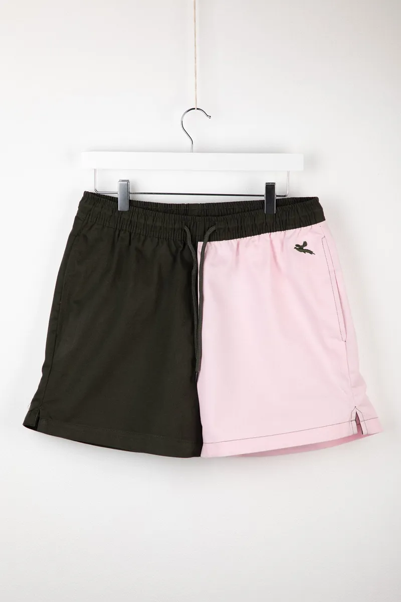 Rydale Ladies Kirby Quartered Cotton Rugby Shorts - Olive/Sorbet-5
