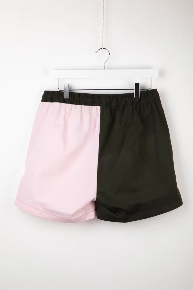 Rydale Ladies Kirby Quartered Cotton Rugby Shorts - Olive/Sorbet-6