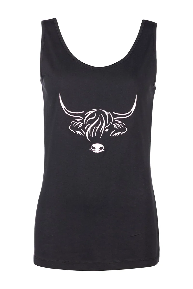Rydale Ladies Cow Pattern Vest Top - Byland - Black-4