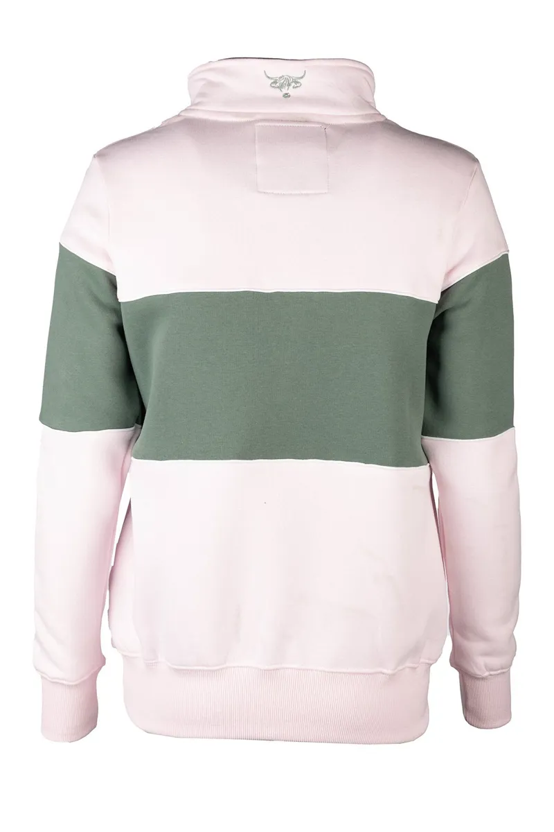 Rydale Ladies Highland Cow Sweatshirt - Byland - Pale Pink/Thyme/Pale Pink-1