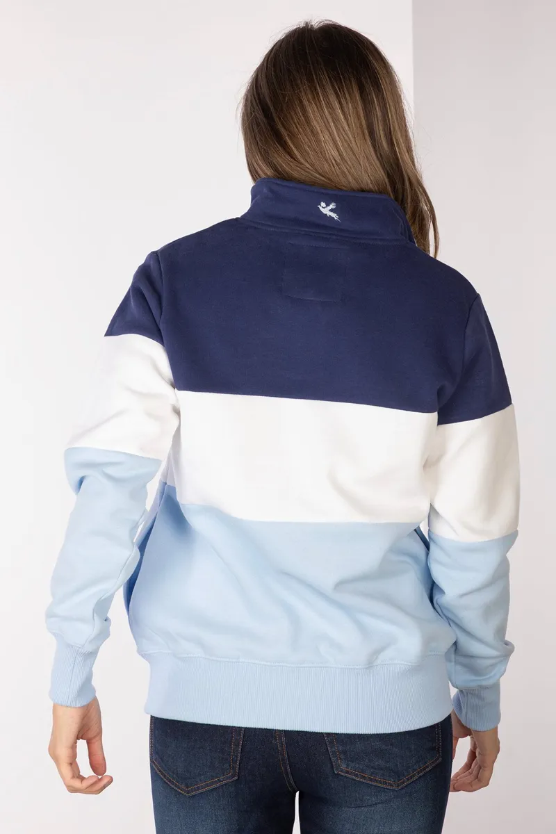 Rydale Ladies Sweatshirt - Byland - Cow - Denim/White/Soft Blue-1
