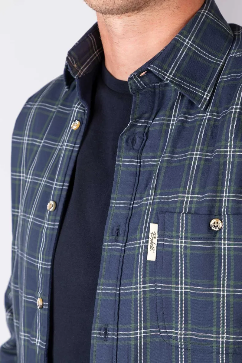 Rydale Men's Fleece Lined Shirt - Navy/Green-4