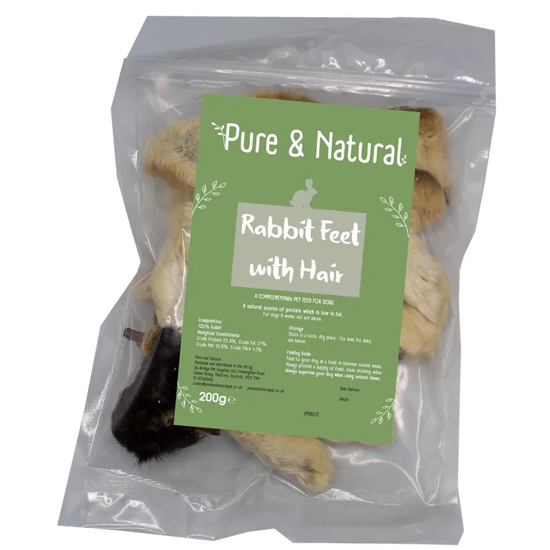 Pure And Natural Rabbit Feet With Hair 200g