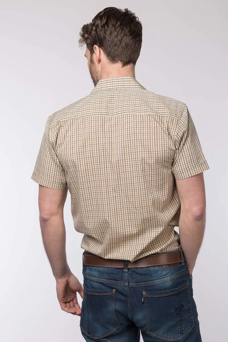 Rydale Men's Short Sleeved Check Shirts - Poacher Beige-1
