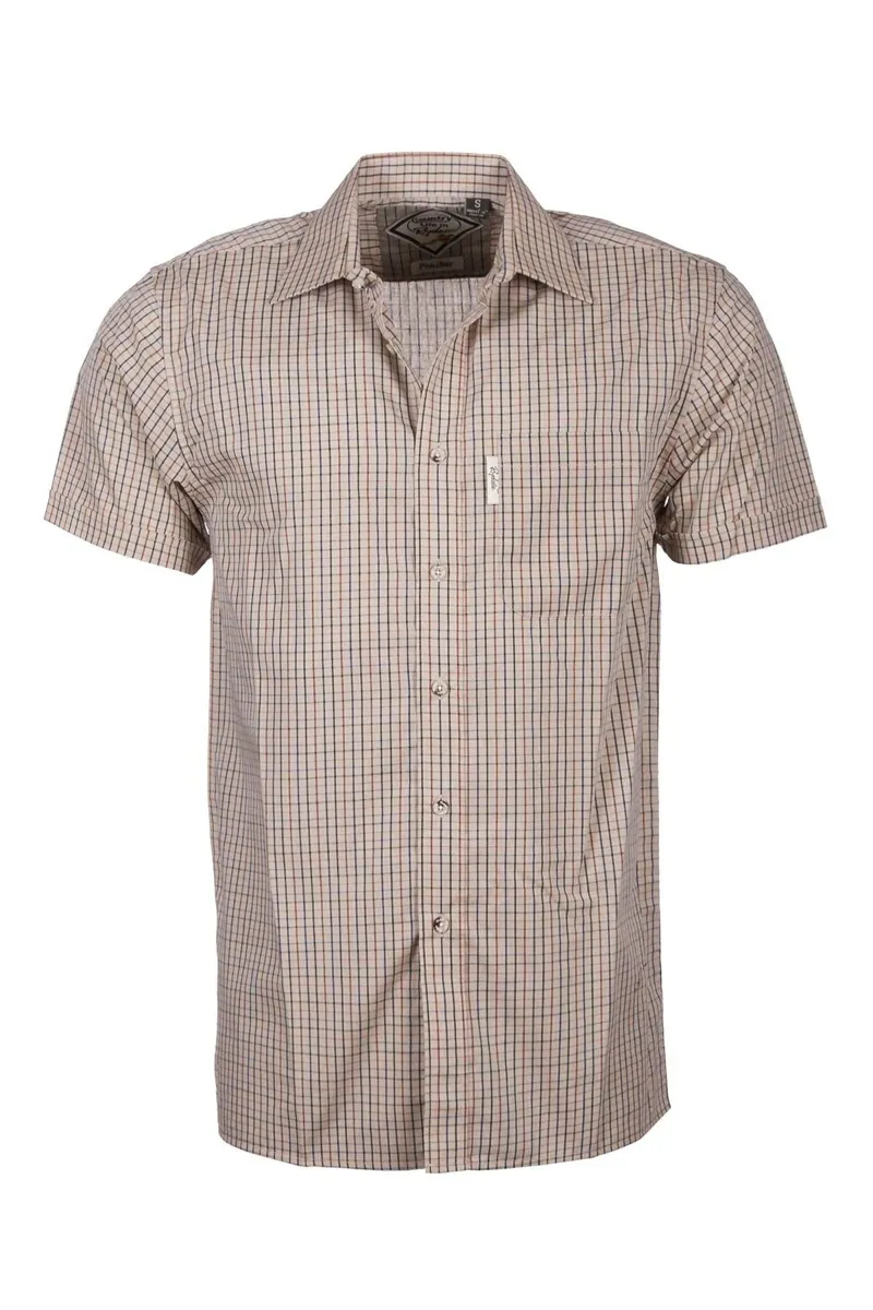 Rydale Men's Short Sleeved Check Shirts - Poacher Beige-6