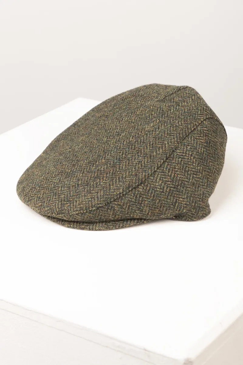 Rydale Tweed Flat Cap - Terrington - Olive Herringbone