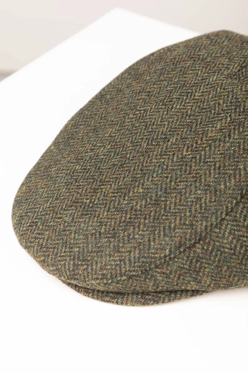 Rydale Tweed Flat Cap - Terrington - Olive Herringbone-1