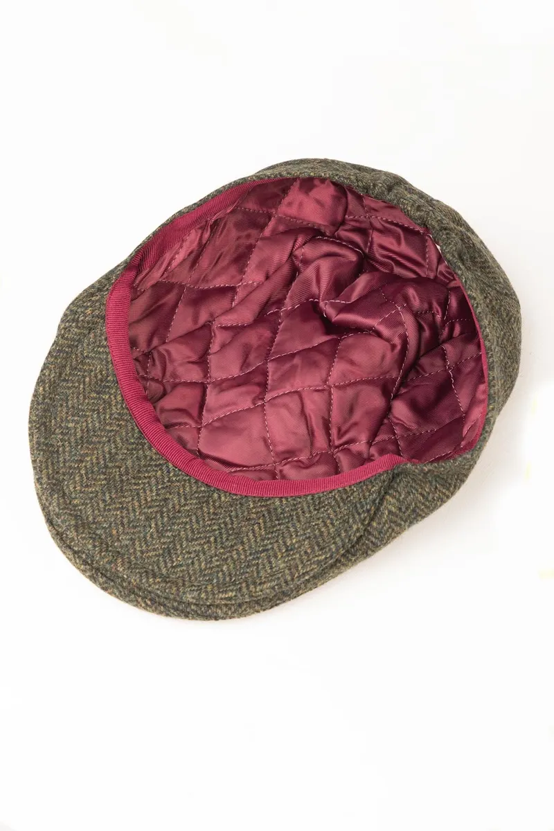 Rydale Tweed Flat Cap - Terrington - Olive Herringbone-2